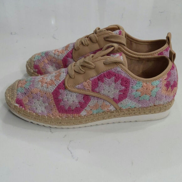 Womens Sandbar crochet espadrill shoes boho granny square tie comfortable sz 8.5 - Picture 5 of 7